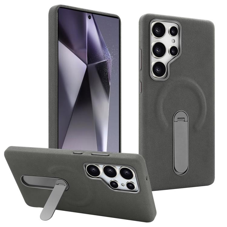 For Samsung Galaxy S24 Ultra 5G VIETAO Suede MagSafe PU Leather Phone Case with Holder