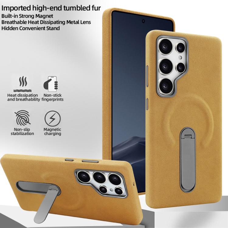 For Samsung Galaxy S25 Ultra 5G VIETAO Suede MagSafe PU Leather Phone Case with Holder