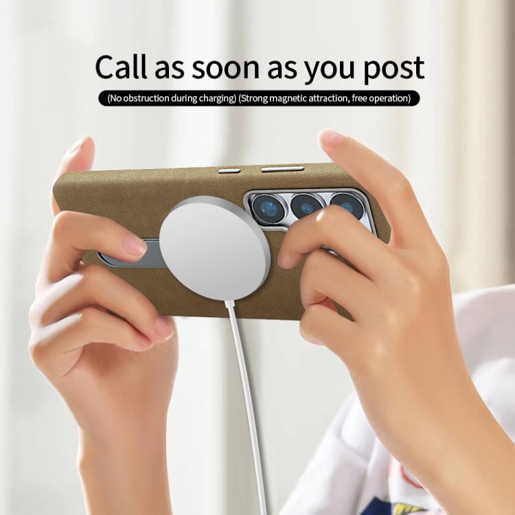 For Samsung Galaxy S25 Ultra 5G VIETAO Suede MagSafe PU Leather Phone Case with Holder
