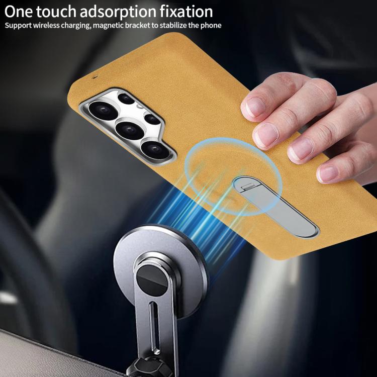 For Samsung Galaxy S24 Ultra 5G VIETAO Suede MagSafe PU Leather Phone Case with Holder