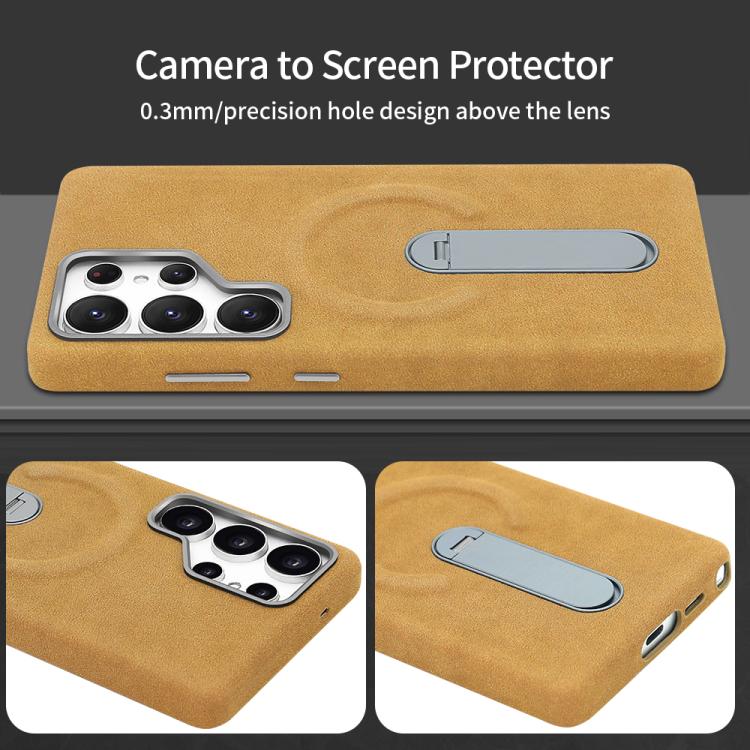 For Samsung Galaxy S24 Ultra 5G VIETAO Suede MagSafe PU Leather Phone Case with Holder