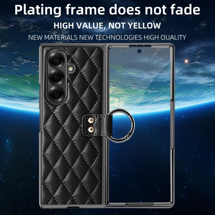 For Samsung Galaxy Z Fold7 VIETAO Diamond Pattern Metal Ring PU Leather Phone Case