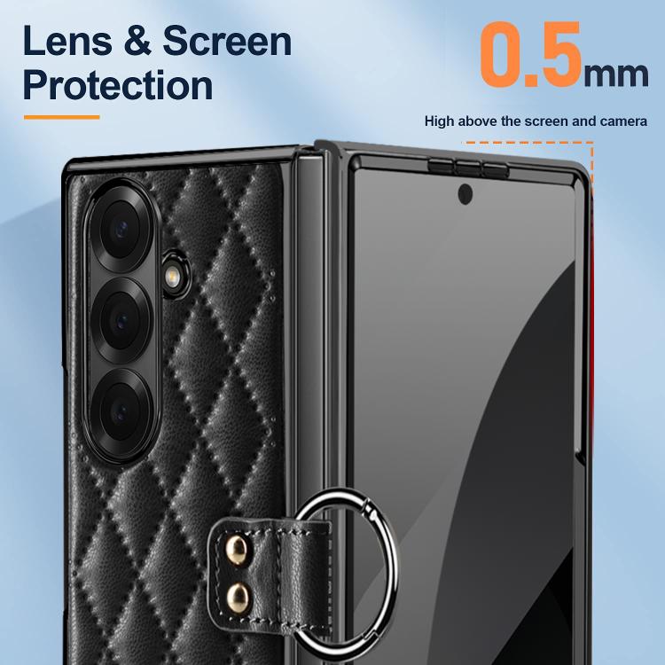 For Samsung Galaxy Z Fold7 VIETAO Diamond Pattern Metal Ring PU Leather Phone Case