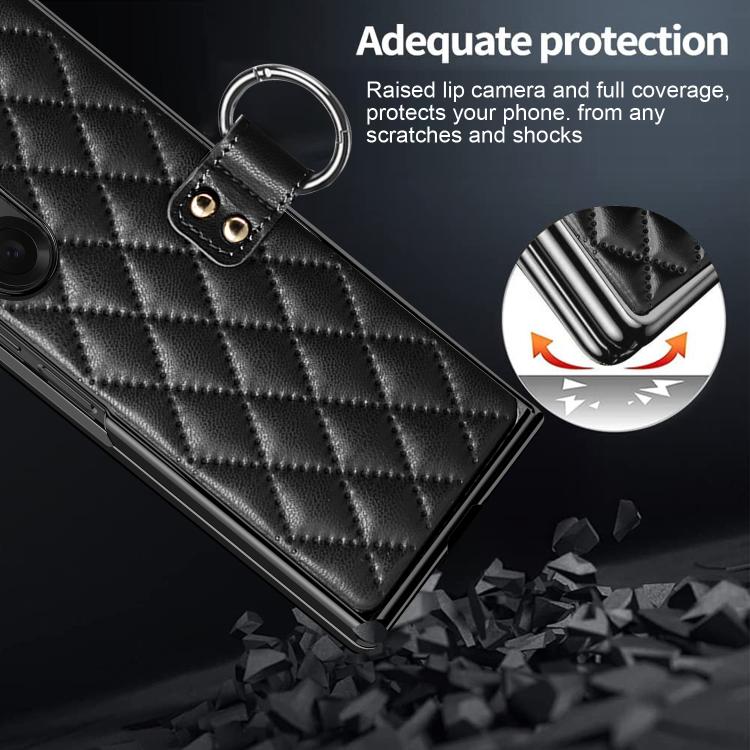For Samsung Galaxy Z Fold7 VIETAO Diamond Pattern Metal Ring PU Leather Phone Case