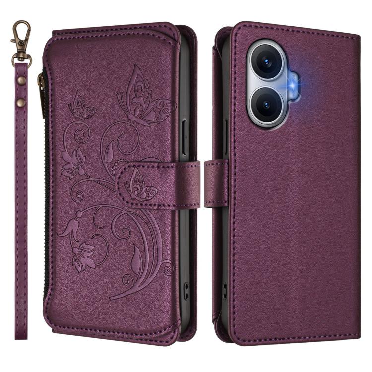 For Redmi Turbo 4 Pro / Poco F7 Butterfly Love Flower Multi-card Zipper Wallet Leather Phone Case