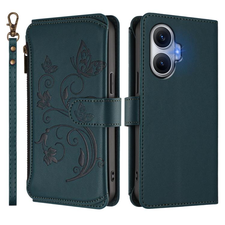For Redmi Turbo 4 Pro / Poco F7 Butterfly Love Flower Multi-card Zipper Wallet Leather Phone Case