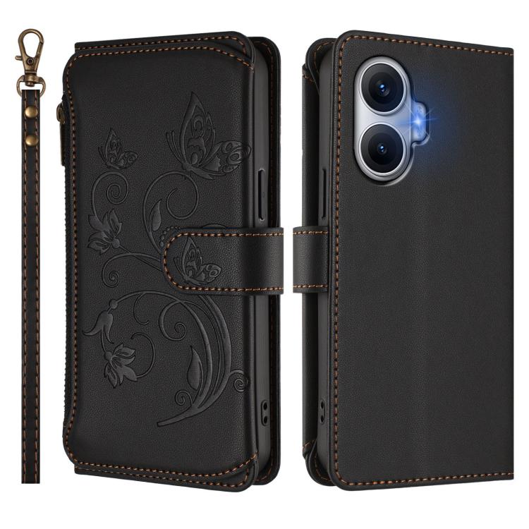 For Redmi Turbo 4 Pro / Poco F7 Butterfly Love Flower Multi-card Zipper Wallet Leather Phone Case