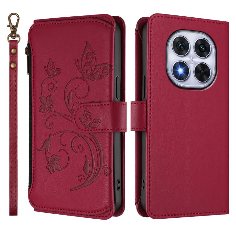 For Redmi Note 14 Pro 5G / Note 14 Pro+ 5G Butterfly Love Flower Multi-card Zipper Wallet Leather Phone Case