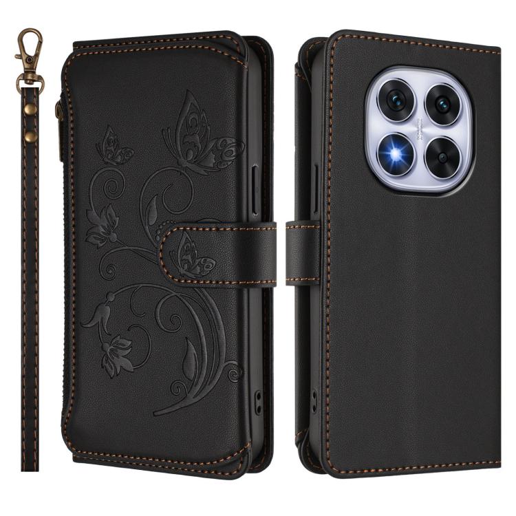 For Redmi Note 14 Pro 5G / Note 14 Pro+ 5G Butterfly Love Flower Multi-card Zipper Wallet Leather Phone Case
