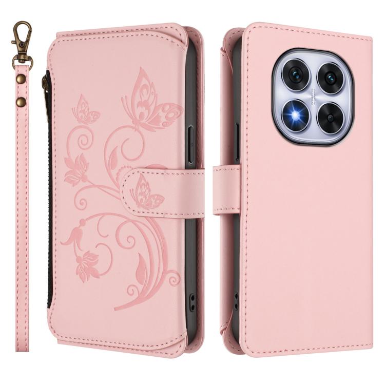 For Redmi Note 14 Pro 5G / Note 14 Pro+ 5G Butterfly Love Flower Multi-card Zipper Wallet Leather Phone Case