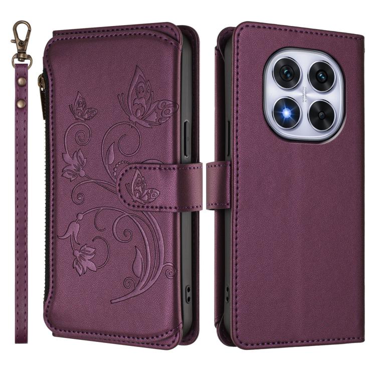 For Redmi Note 14 Pro 4G Butterfly Love Flower Multi-card Zipper Wallet Leather Phone Case