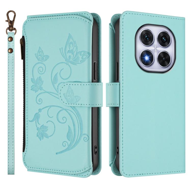 For Redmi Note 14 Pro 4G Butterfly Love Flower Multi-card Zipper Wallet Leather Phone Case