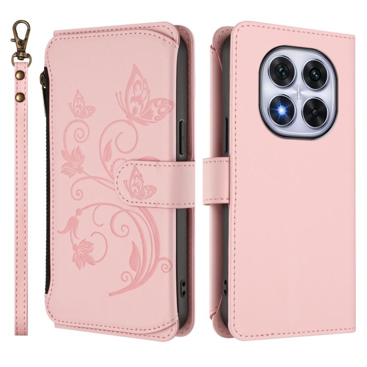 For Redmi Note 14 Pro 4G Butterfly Love Flower Multi-card Zipper Wallet Leather Phone Case