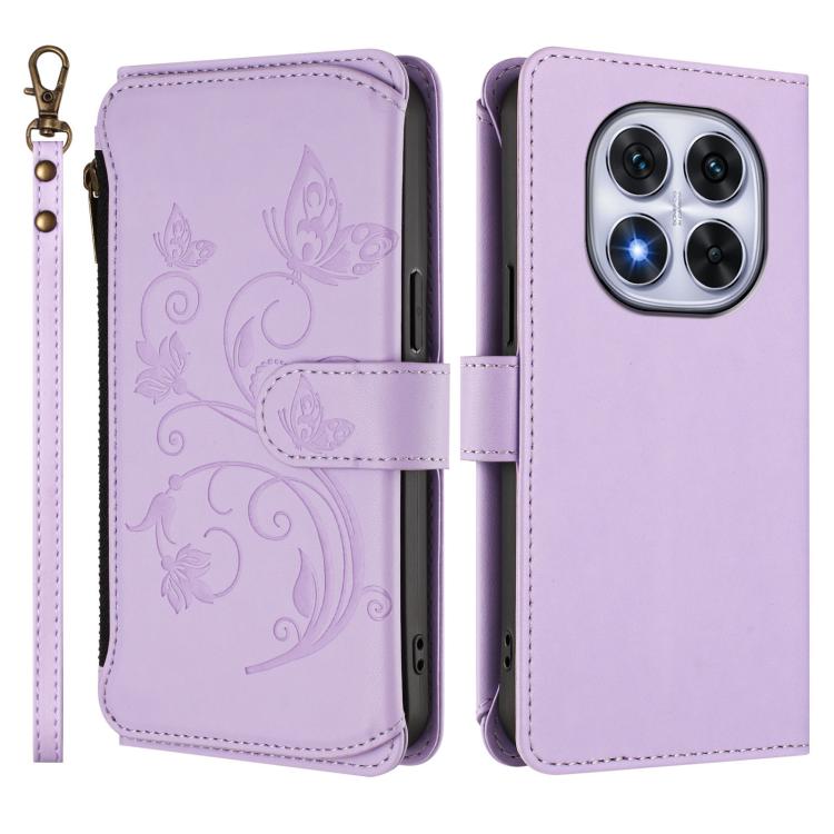For Redmi Note 14 Pro 4G Butterfly Love Flower Multi-card Zipper Wallet Leather Phone Case