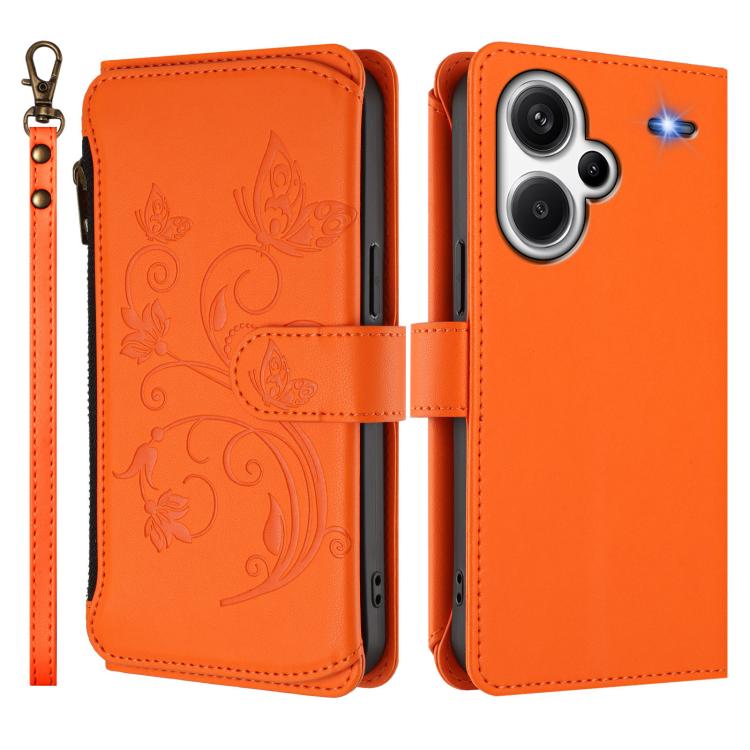 For Redmi Note 13 Pro+ Butterfly Love Flower Multi-card Zipper Wallet Leather Phone Case