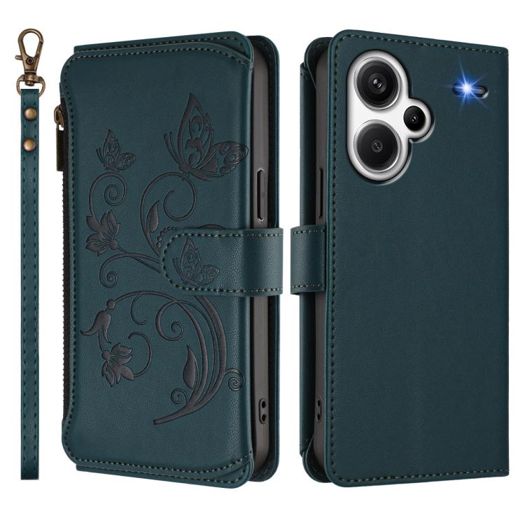 For Redmi Note 13 Pro+ Butterfly Love Flower Multi-card Zipper Wallet Leather Phone Case