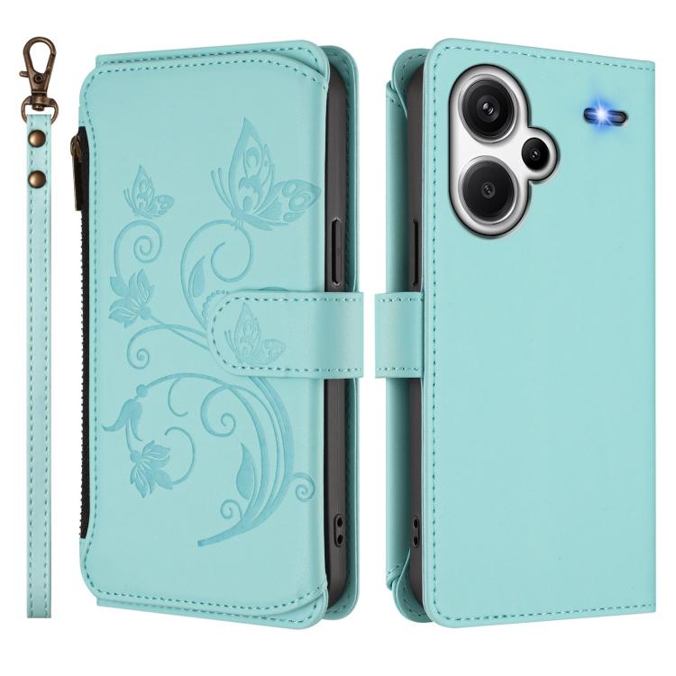 For Redmi Note 13 Pro+ Butterfly Love Flower Multi-card Zipper Wallet Leather Phone Case