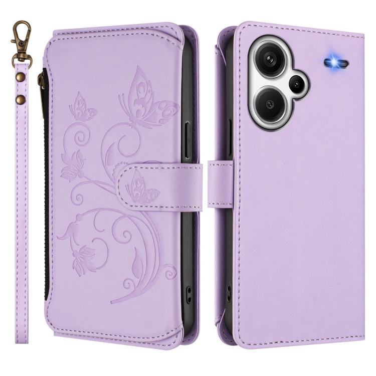 For Redmi Note 13 Pro+ Butterfly Love Flower Multi-card Zipper Wallet Leather Phone Case