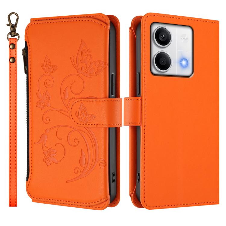 For Redmi Note 13 5G Butterfly Love Flower Multi-card Zipper Wallet Leather Phone Case