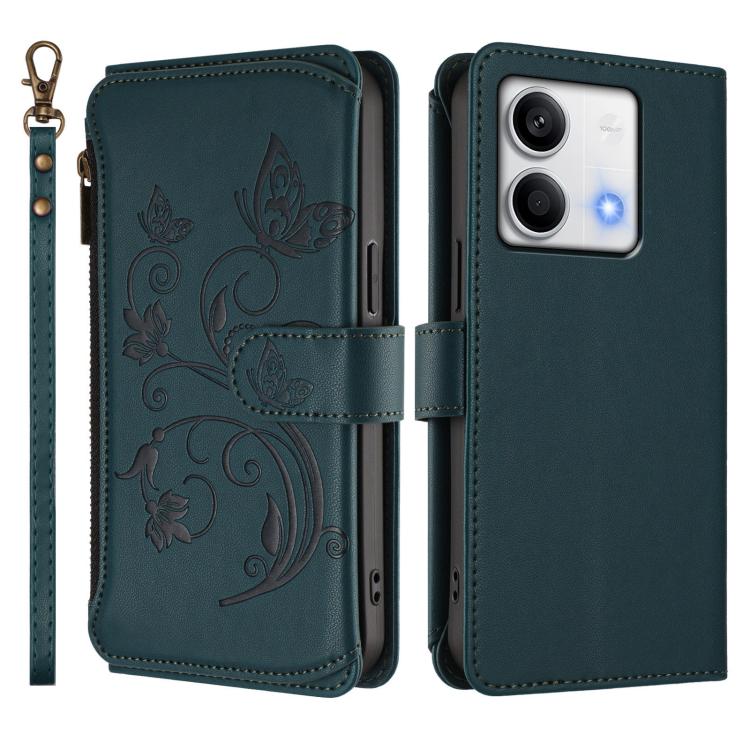 For Redmi Note 13 5G Butterfly Love Flower Multi-card Zipper Wallet Leather Phone Case