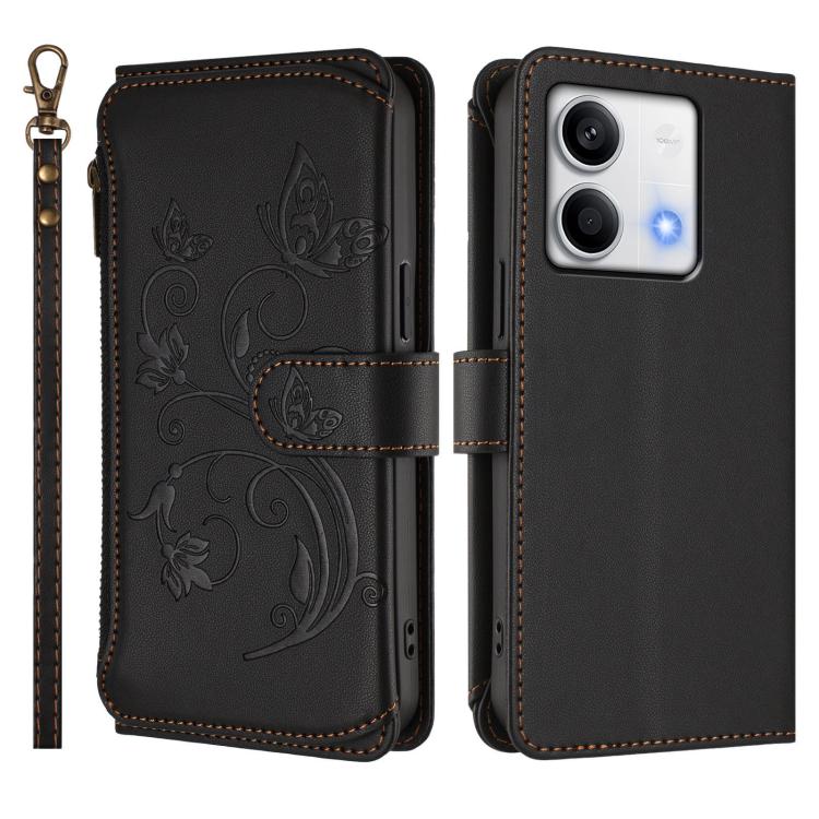 For Redmi Note 13 5G Butterfly Love Flower Multi-card Zipper Wallet Leather Phone Case