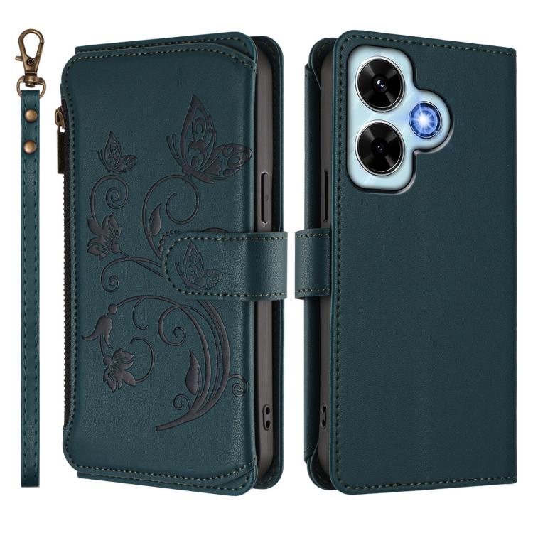 For Redmi Note 13 4G Butterfly Love Flower Multi-card Zipper Wallet Leather Phone Case