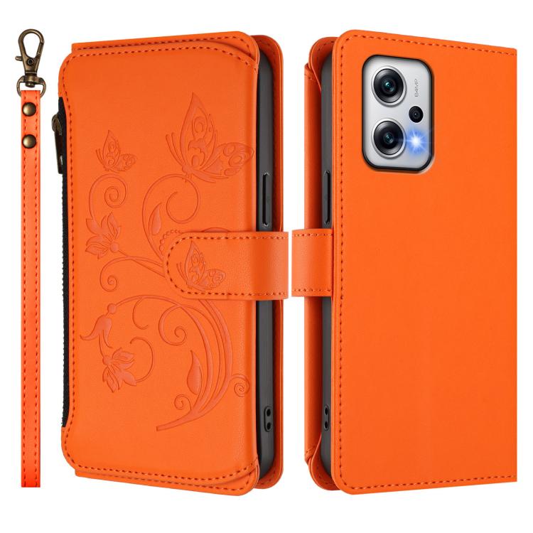 For Redmi Note 12T Pro / K50i Butterfly Love Flower Multi-card Zipper Wallet Leather Phone Case