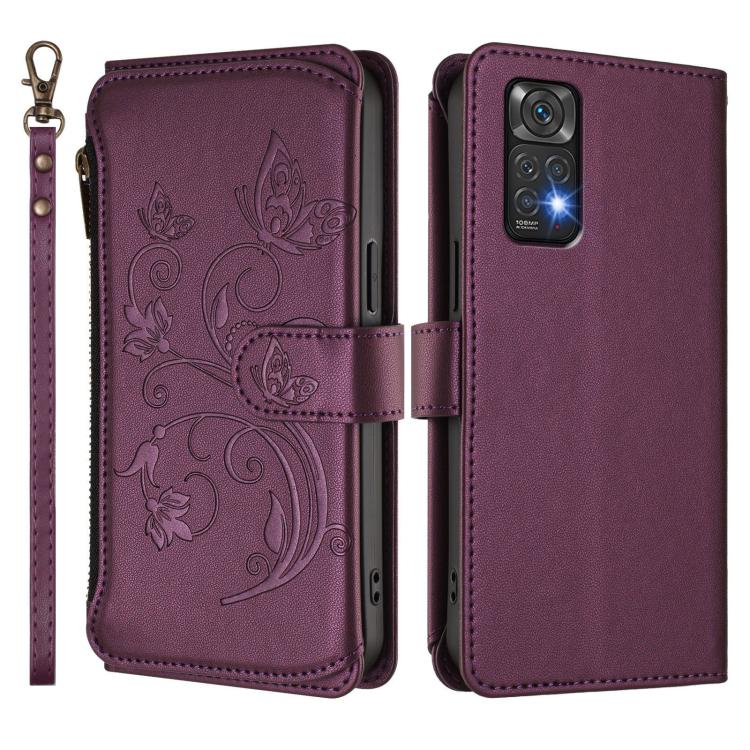 For Redmi Note 12S / Note 11S 4G Butterfly Love Flower Multi-card Zipper Wallet Leather Phone Case