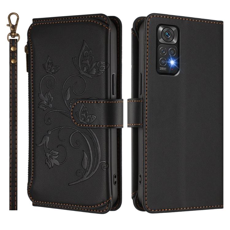 For Redmi Note 12S / Note 11S 4G Butterfly Love Flower Multi-card Zipper Wallet Leather Phone Case