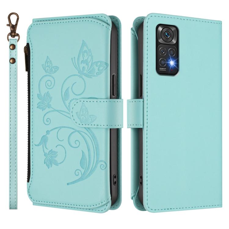 For Redmi Note 12S / Note 11S 4G Butterfly Love Flower Multi-card Zipper Wallet Leather Phone Case
