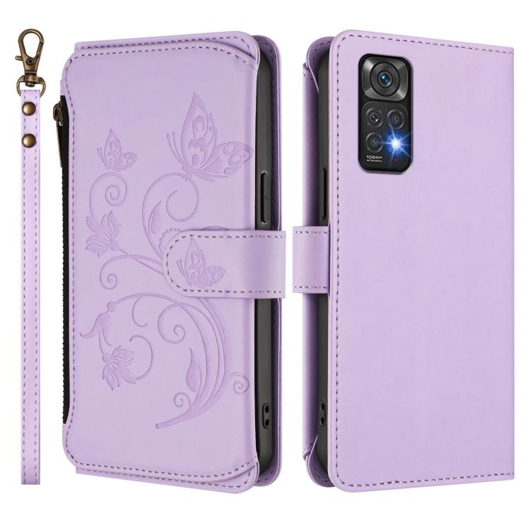 For Redmi Note 12S / Note 11S 4G Butterfly Love Flower Multi-card Zipper Wallet Leather Phone Case