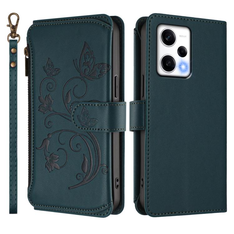 For Redmi Note 12 Pro+ Global Butterfly Love Flower Multi-card Zipper Wallet Leather Phone Case