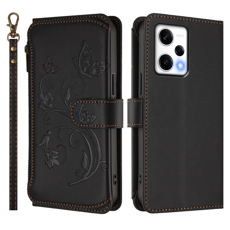 For Redmi Note 12 Pro+ Global Butterfly Love Flower Multi-card Zipper Wallet Leather Phone Case