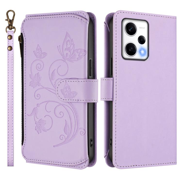 For Redmi Note 12 Pro+ Global Butterfly Love Flower Multi-card Zipper Wallet Leather Phone Case
