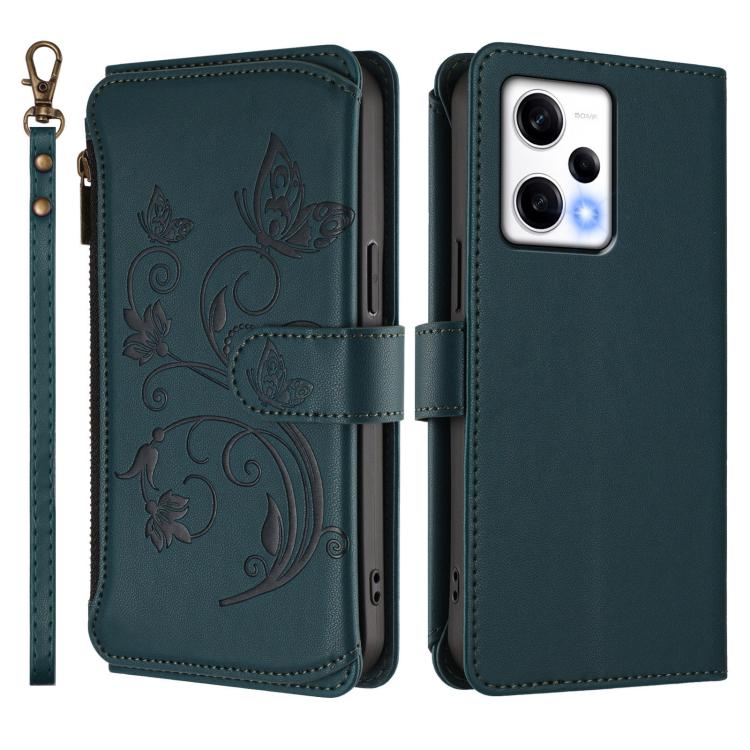 For Redmi Note 12 Pro 5G Global / Speed Butterfly Love Flower Multi-card Zipper Wallet Leather Phone Case