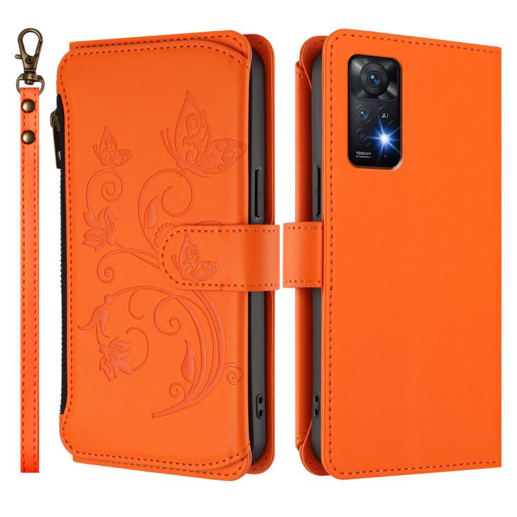 For Redmi Note 12 Pro 4G / Note 11 Pro 5G Butterfly Love Flower Multi-card Zipper Wallet Leather Phone Case