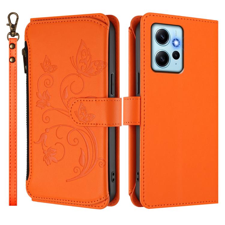 For Redmi Note 12 4G Global Butterfly Love Flower Multi-card Zipper Wallet Leather Phone Case