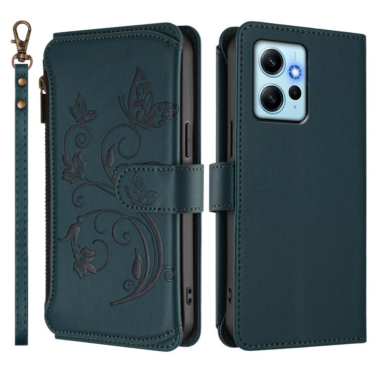 For Redmi Note 12 4G Global Butterfly Love Flower Multi-card Zipper Wallet Leather Phone Case