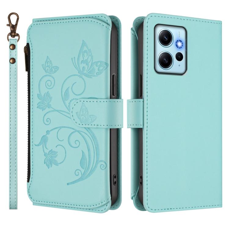 For Redmi Note 12 4G Global Butterfly Love Flower Multi-card Zipper Wallet Leather Phone Case