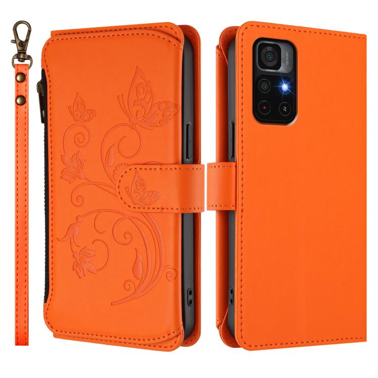 For Redmi Note 11S 5G / Poco M4 Pro 5G Butterfly Love Flower Multi-card Zipper Wallet Leather Phone Case