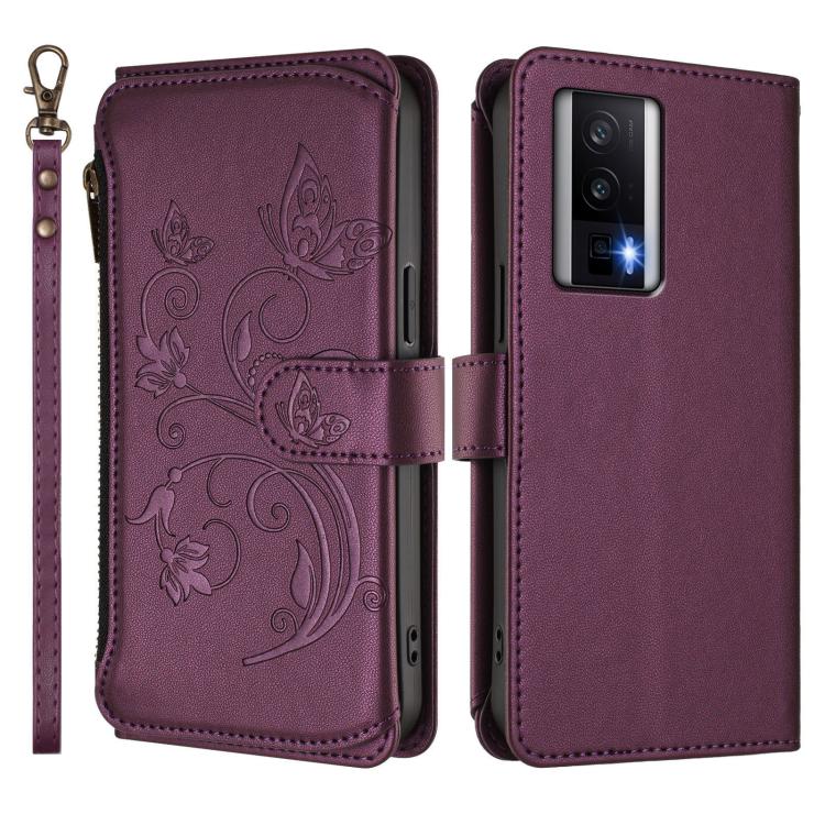 For Redmi K60 / K60 Pro Butterfly Love Flower Multi-card Zipper Wallet Leather Phone Case