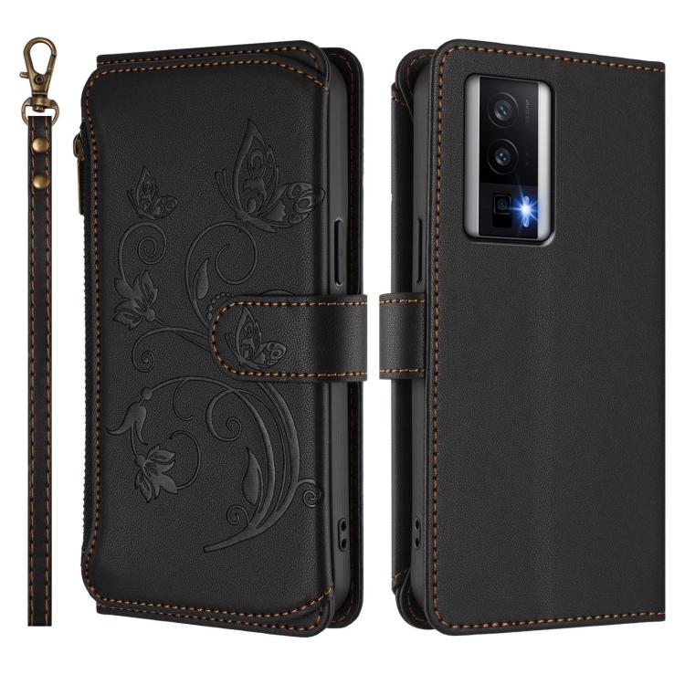 For Redmi K60 / K60 Pro Butterfly Love Flower Multi-card Zipper Wallet Leather Phone Case