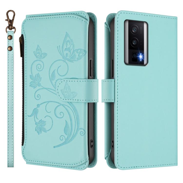 For Redmi K60 / K60 Pro Butterfly Love Flower Multi-card Zipper Wallet Leather Phone Case