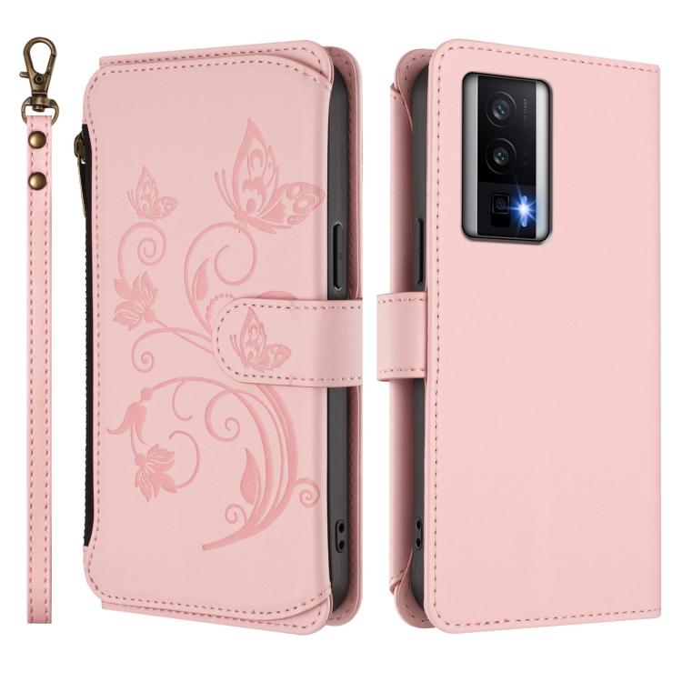 For Redmi K60 / K60 Pro Butterfly Love Flower Multi-card Zipper Wallet Leather Phone Case