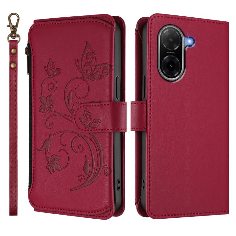 For Redmi A5 4G 173.3mm Butterfly Love Flower Multi-card Zipper Wallet Leather Phone Case