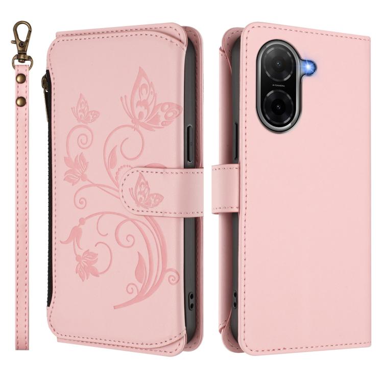 For Redmi A5 4G 173.3mm Butterfly Love Flower Multi-card Zipper Wallet Leather Phone Case