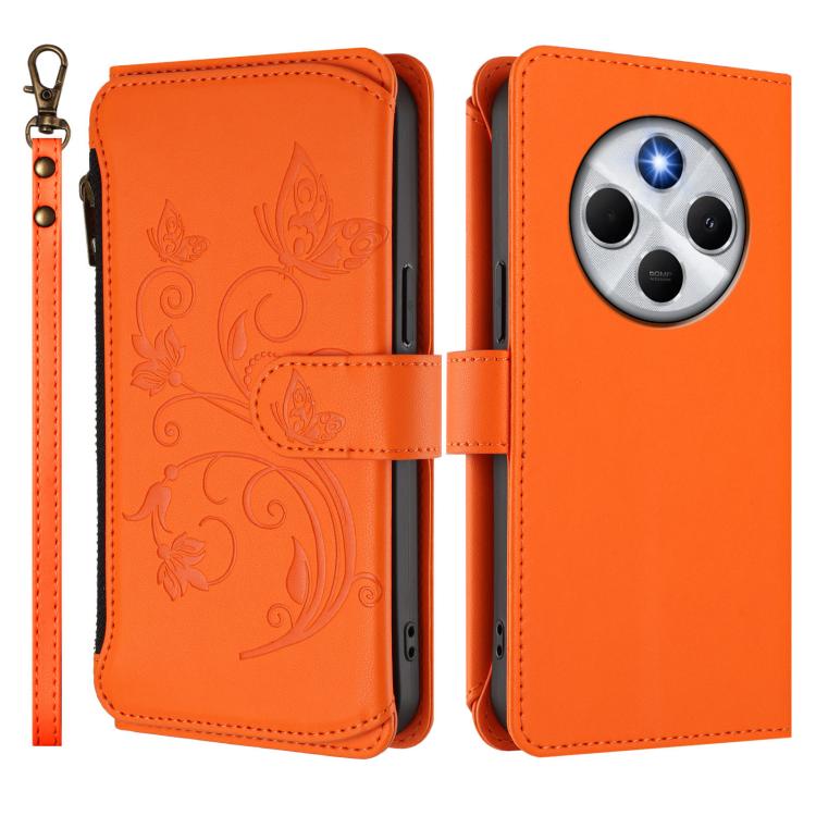 For Redmi A4 5G / A3 Pro / 14C 4G / 14R Butterfly Love Flower Multi-card Zipper Wallet Leather Phone Case