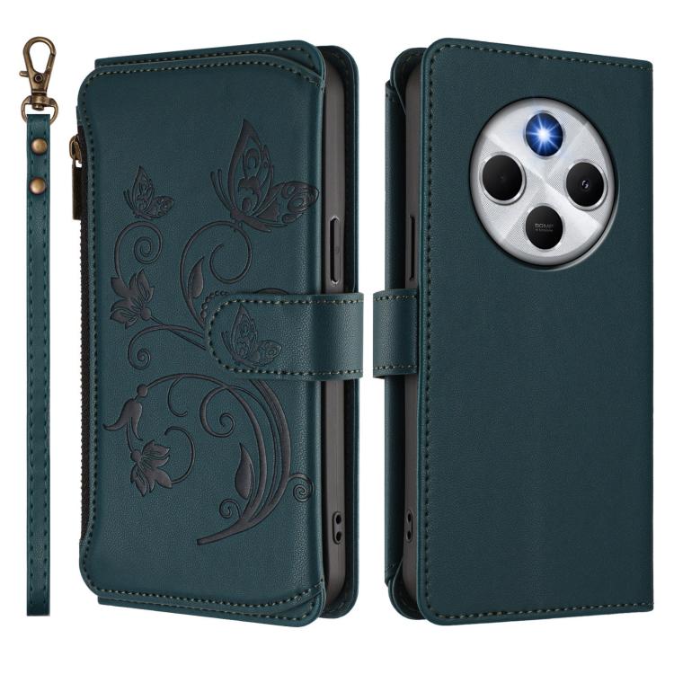For Redmi A4 5G / A3 Pro / 14C 4G / 14R Butterfly Love Flower Multi-card Zipper Wallet Leather Phone Case