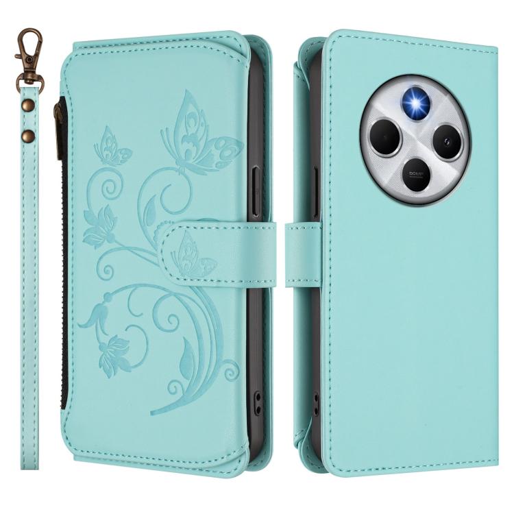 For Redmi A4 5G / A3 Pro / 14C 4G / 14R Butterfly Love Flower Multi-card Zipper Wallet Leather Phone Case