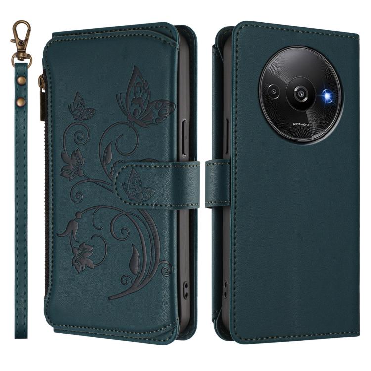 For Redmi A3 / A3x / Poco C61 Butterfly Love Flower Multi-card Zipper Wallet Leather Phone Case